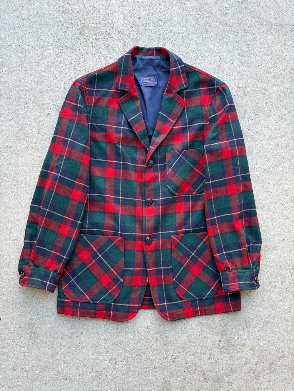 Vintage Pendleton Tartan Plaid Wool Blazer Sport Coat Men's Size M Made USA